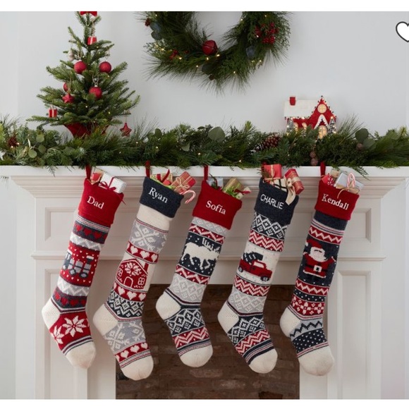 Natural Fair Isle Christmas Stocking Snowflake - Picture 8 of 11